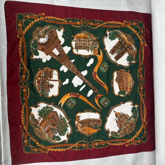 Unbranded Accessories - Womens‎ Vintage Paris Scarf Souvenir De Paris Eiffel Tower Landmarks Parisian